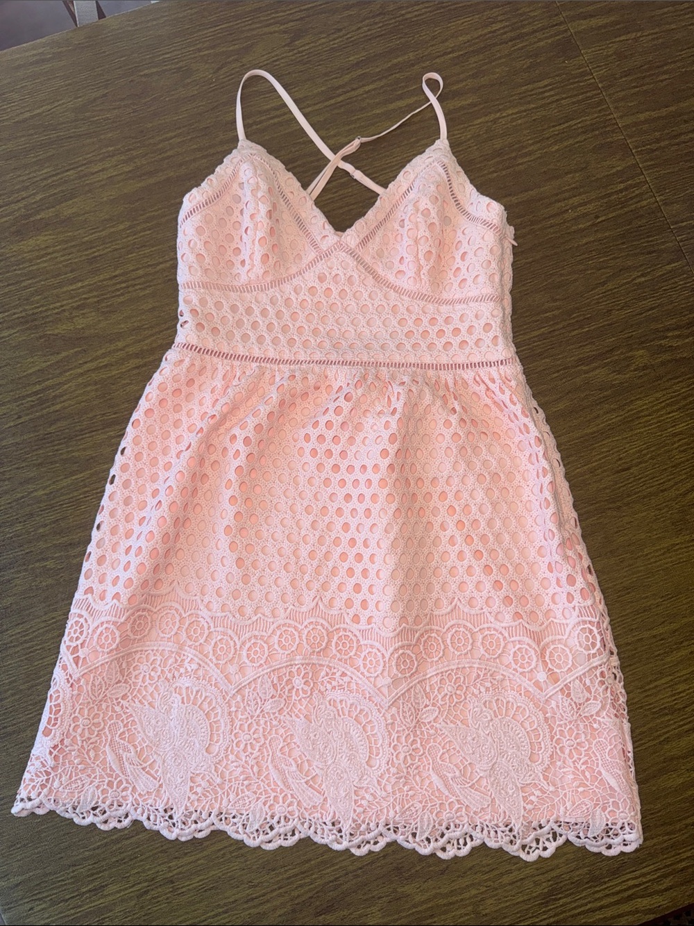 Abercrombie & Fitch Pink Eyelet Lace Spaghetti Strap Dress